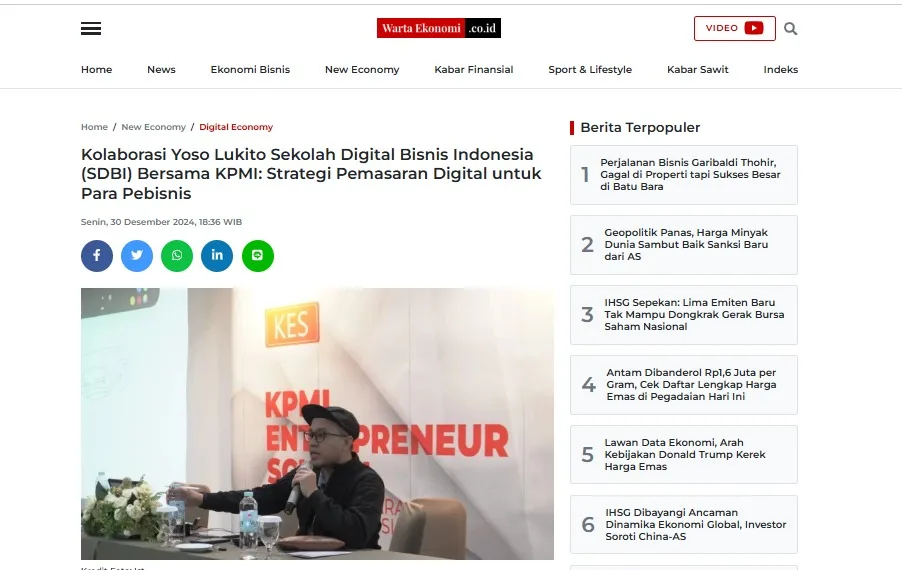 Kolaborasi Yoso Lukito Sekolah Digital Bisnis Indonesia (SDBI) Bersama KPMI: Strategi Pemasaran Digital untuk Para Pebisnis